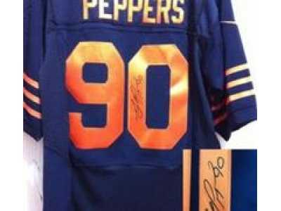 Nike NFL Chicago Bears #90 Julius Peppers blue Jerseys Orange Number(Signed Elite)
