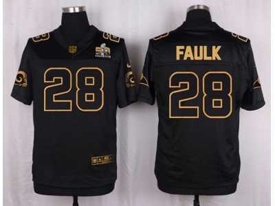 Nike St. Louis Rams #28 Marshall Faulk Black Pro Line Gold Collection Jersey(Elite)