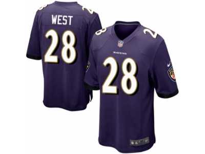 Men's Nike Baltimore Ravens #28 Terrance West Game Purple Team Color NFL Jersey