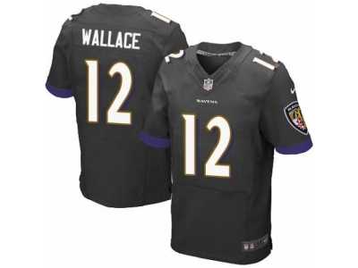 Men's Nike Baltimore Ravens #12 Mike Wallace Elite Black Alternate NFL Jersey