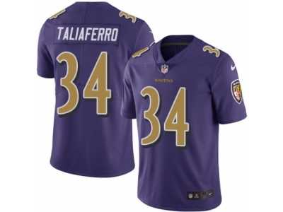 Men's Nike Baltimore Ravens #34 Lorenzo Taliaferro Elite Purple Rush NFL Jersey