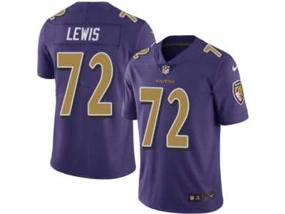 Men's Nike Baltimore Ravens #72 Alex Lewis Elite Purple Rush NFL Jersey