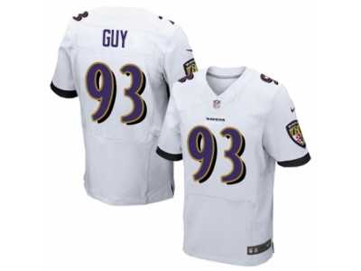 Men's Nike Baltimore Ravens #93 Lawrence Guy Elite White NFL Jersey