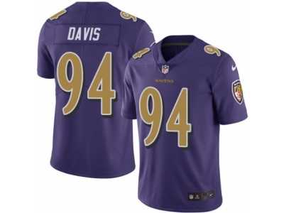 Men's Nike Baltimore Ravens #94 Carl Davis Elite Purple Rush NFL Jersey