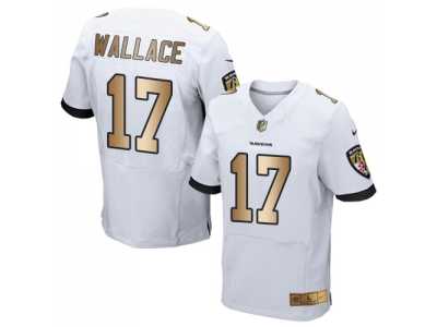 Nike Baltimore Ravens #17 Mike Wallace White Men's Stitched NFL New Elite Gold Jersey
