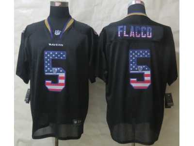 Nike Baltimore Ravens #5 Flacco Black Jerseys(Elite USA Flag Fashion)