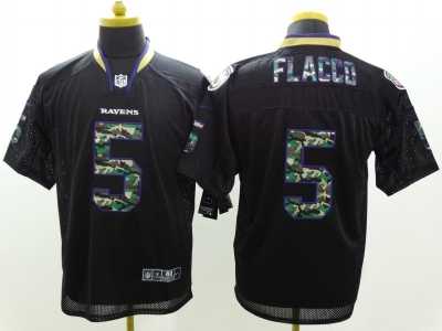Nike Baltimore Ravens #5 Joe Flacco Black jerseys(Elite Camo Fashion)