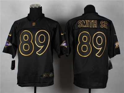 Nike Baltimore Ravens #89 Steve Smith Sr black jerseys[Elite gold lettering fashion]