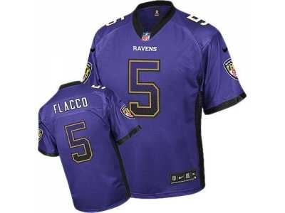 Nike Baltimore ravens #5 Joe Flacco Purple Jersey(Elite Drift Fashion)