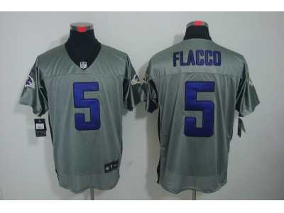 Nike NFL Baltimore Ravens #5 Joe Flacco Grey Jerseys[Shadow Elite]