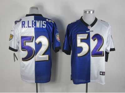 Nike NFL Baltimore Ravens #52 Ray Lewis purple-white jerseys(Split Elite)