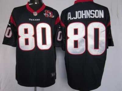 Nike NFL Houston Texans #80 Andre Johnson Blue Jerseys W 10th Patch(Game)