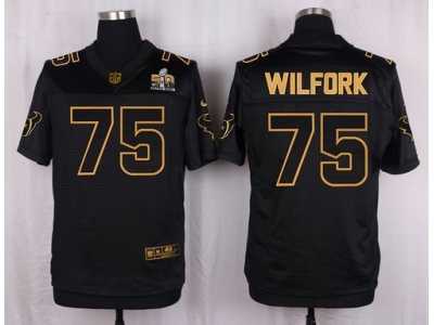 Nike Houston Texans #75 Vince Wilfork Black Pro Line Gold Collection Jersey(Elite)