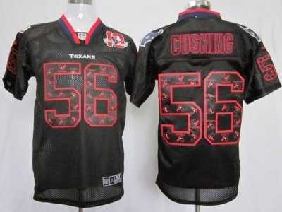 Nike NFL Houston Texans #56 Brian Cushing Black Jerseys W 10th Patch(Lights Out Elite)