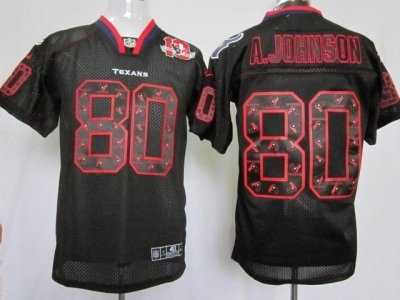 Nike NFL Houston Texans #80 Andre Johnson Black Jerseys W 10th Patch(Lights Out Elite)