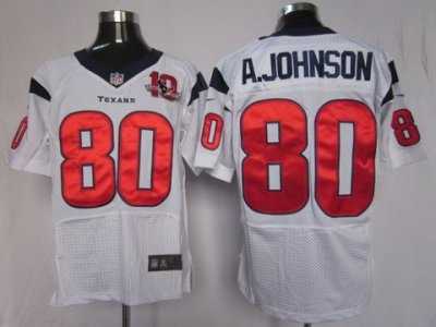 Nike NFL Houston Texans #80 Andre Johnson white[10th Patch]Elite Jerseys