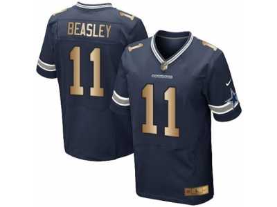 Men's Nike Dallas Cowboys #11 Cole Beasley Elite Navy Gold Team Color NFL Jersey