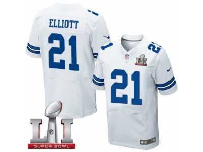 Men's Nike Dallas Cowboys #21 Ezekiel Elliott Elite White Super Bowl LI NFL Jersey