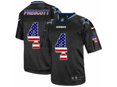 Men's Nike Dallas Cowboys #4 Dak Prescott Elite Black USA Flag Fashion NFL Jersey