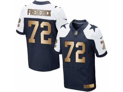 Men's Nike Dallas Cowboys #72 Travis Frederick Elite Navy Gold Throwback Alternate NFL Jersey