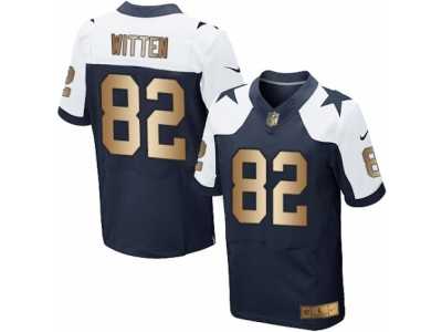 Men's Nike Dallas Cowboys #82 Jason Witten Elite Navy Gold Throwback Alternate NFL Jersey