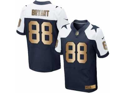 Men's Nike Dallas Cowboys #88 Dez Bryant Elite Navy Gold Throwback Alternate NFL Jersey
