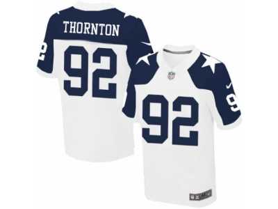 Men's Nike Dallas Cowboys #92 Cedric Thornton Elite White Throwback Alternate NFL Jersey