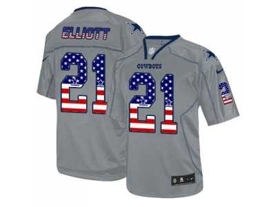 Nike Dallas Cowboys #21 Ezekiel Elliott Lights Out Grey Men's Stitched NFL Elite USA Flag Fashion Jersey