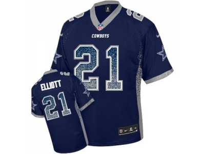 Nike Dallas Cowboys #21 Ezekiel Elliott Navy Blue Team Color Men's Stitched NFL Elite Drift Fashion Jersey