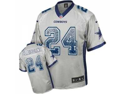 Nike Dallas Cowboys #24 Morris Claiborne Grey Jersey(Elite Drift Fashion)
