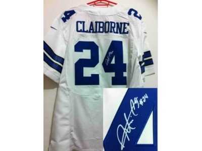 Nike Dallas Cowboys #24 Morris Claiborne white jerseys[Elite signature]