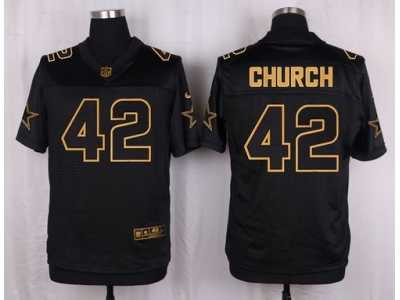 Nike Dallas Cowboys #42 Barry Church Black Pro Line Gold Collection Jersey(Elite)