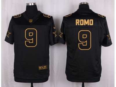 Nike Dallas Cowboys #9 Tony Romo Black Pro Line Gold Collection Jersey(Elite)