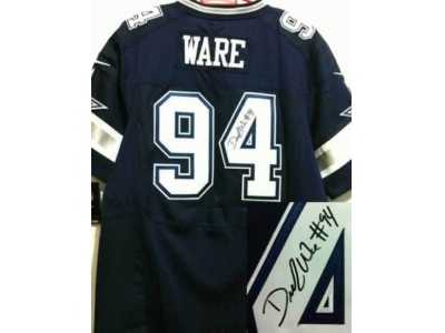 Nike Dallas Cowboys #94 DeMarcus Ware dk.blue jerseys[Elite signature]