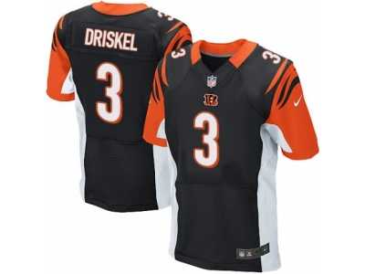 Men's Nike Cincinnati Bengals #3 Jeff Driskel Elite Black Team Color NFL Jersey