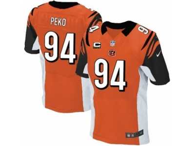 Men's Nike Cincinnati Bengals #94 Domata Peko Elite Orange Alternate C Patch NFL Jersey