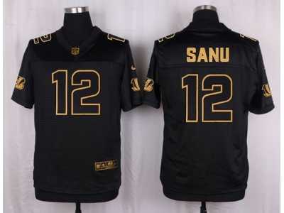 Nike Cincinnati Bengals #12 Mohamed Sanu Black Pro Line Gold Collection Jersey(Elite)