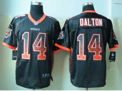 Nike Cincinnati Bengals #14 Dalton Black Jerseys(Drift Fashion Elite)