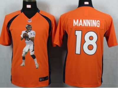 Nike Denver Broncos #18 Manning Orange Portrait Fashion Game Jersey