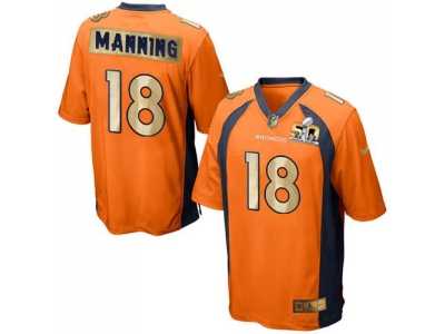 Nike Denver Broncos #18 Peyton Manning Orange Team Color Men's Stitched NFL Game Super Bowl 50 Collection Jersey