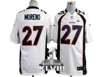 Nike Denver Broncos #27 Knowshon Moreno White Super Bowl XLVIII NFL Game Jersey