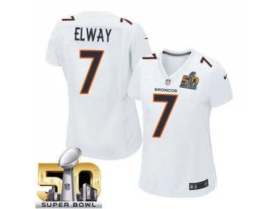 Nike Denver Broncos #7 John Elway White Super Bowl 50 Women's Stitched NFL Game Event Jersey