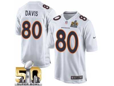 Nike Denver Broncos #80 Vernon Davis White Super Bowl 50 Men's Stitched NFL Game Event Jersey