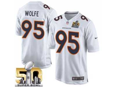 Nike Denver Broncos #95 Derek Wolfe White Super Bowl 50 Men's Stitched NFL Game Event Jersey