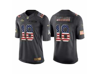 Men Denver Broncos #18 Peyton Manning Anthracite Salute to Service USA Flag Fashion Jersey