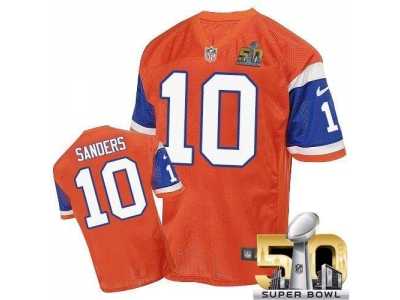 Nike Denver Broncos #10 Emmanuel Sanders Orange Throwback Super Bowl 50 Men's Stitched NFL Elite Jersey