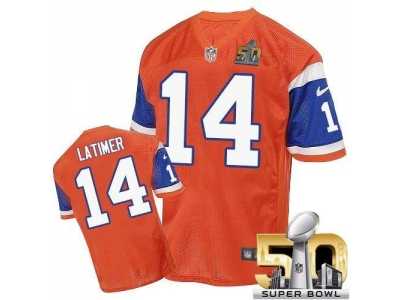 Nike Denver Broncos #14 Cody Latimer Orange Throwback Super Bowl 50 Men's Stitched NFL Elite Jersey