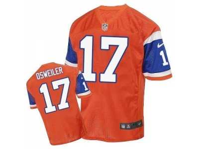 Nike Denver Broncos #17 Brock Osweiler Orange Throwback Men's Stitched NFL Elite Jersey