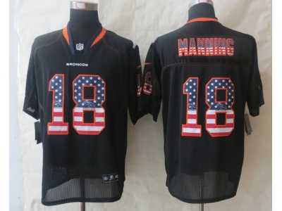 Nike Denver Broncos #18 Manning Black Jerseys(USA Flag Fashion Elite)