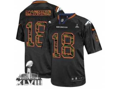 Nike Denver Broncos #18 Peyton Manning Black Super Bowl XLVIII NFL Elite Camo Fashion Jersey